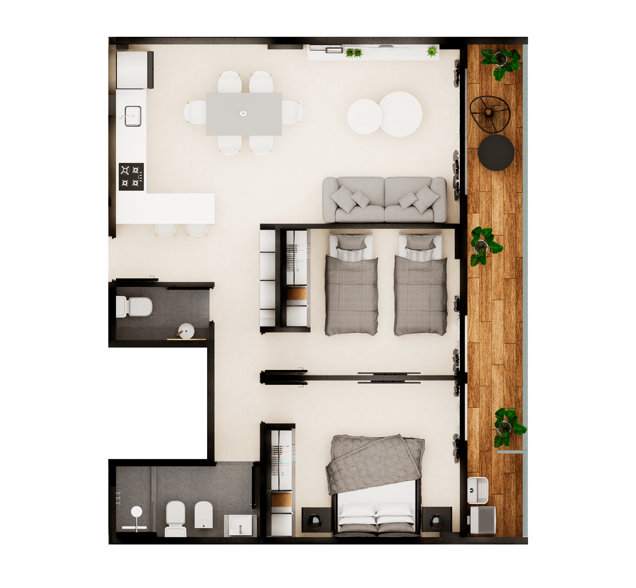 Planta departamento 3 dormitorios