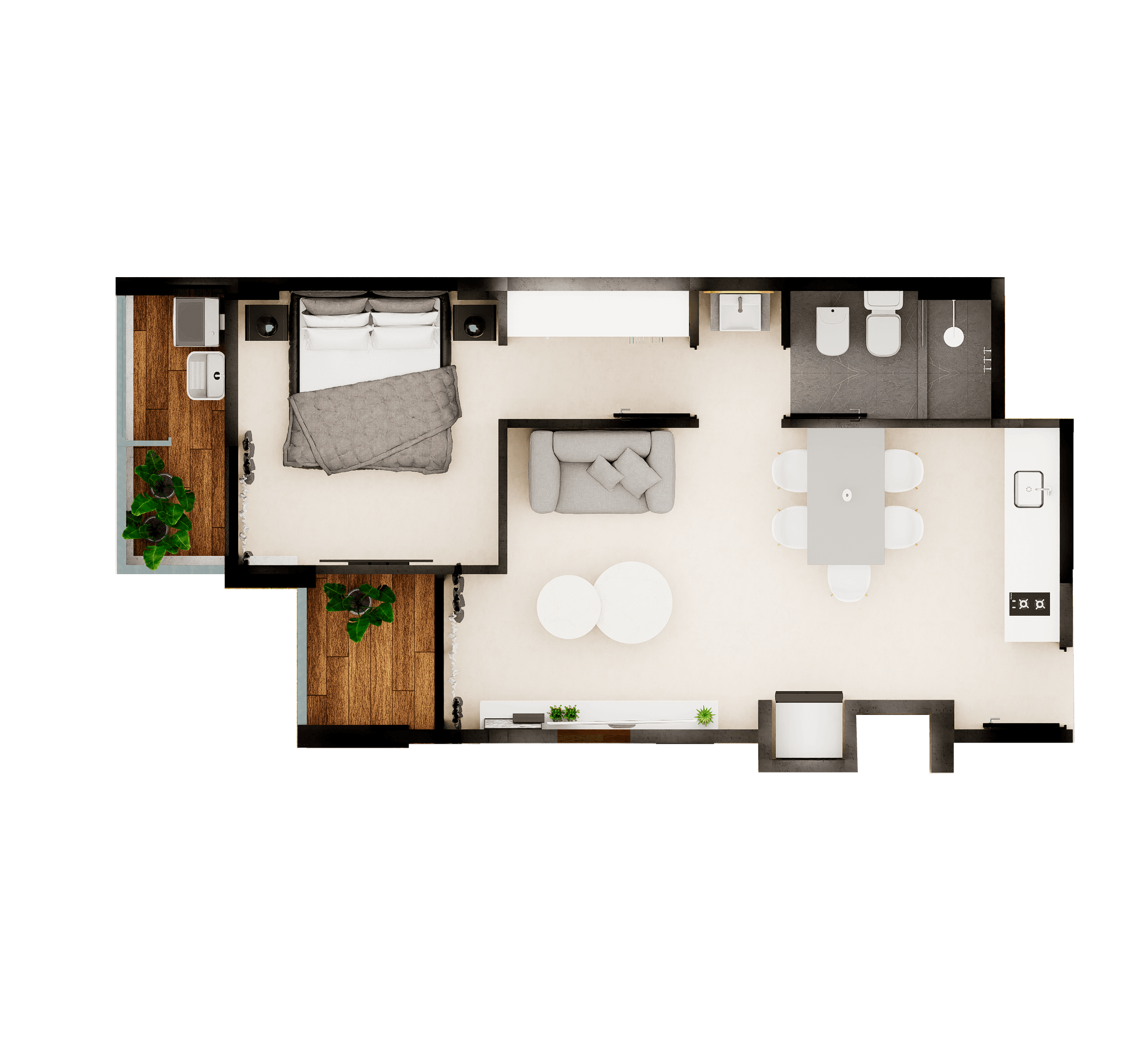 Planta departamento 2 dormitorios